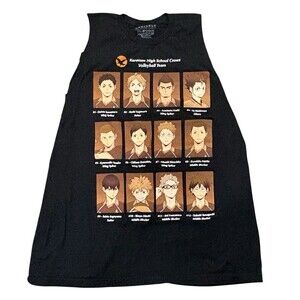 Haikyu Manga Boxlunch Black Graphic Sleeveless Cutoff T-shirt Size XL Tee Anime